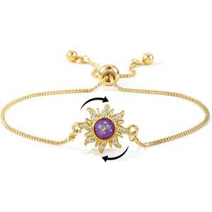 Adjustable Gold Sunflower and Butterfly Fidget Bracelet - Anxiety Relief Jewelry